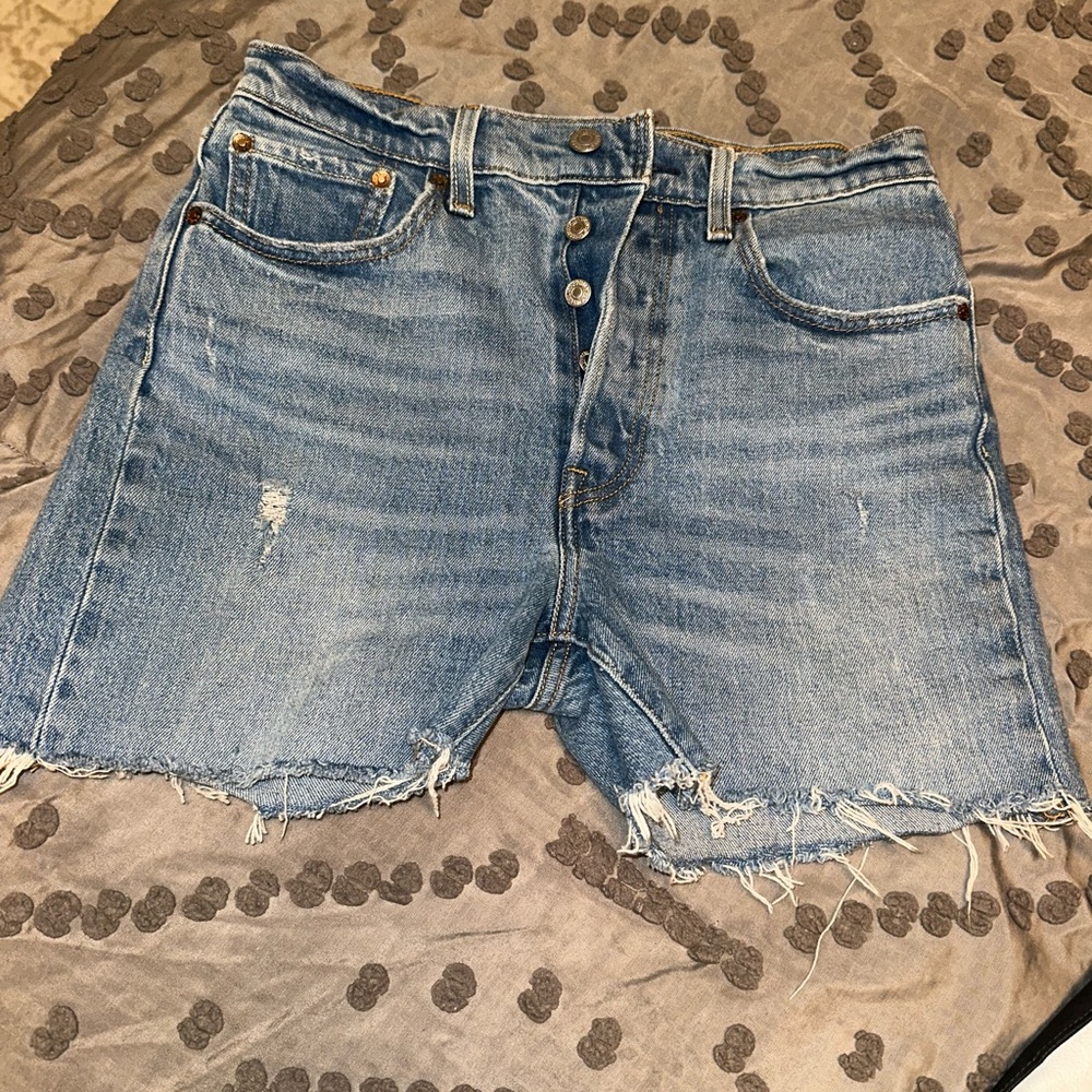 Levi's High Waist Blue Denim Shorts